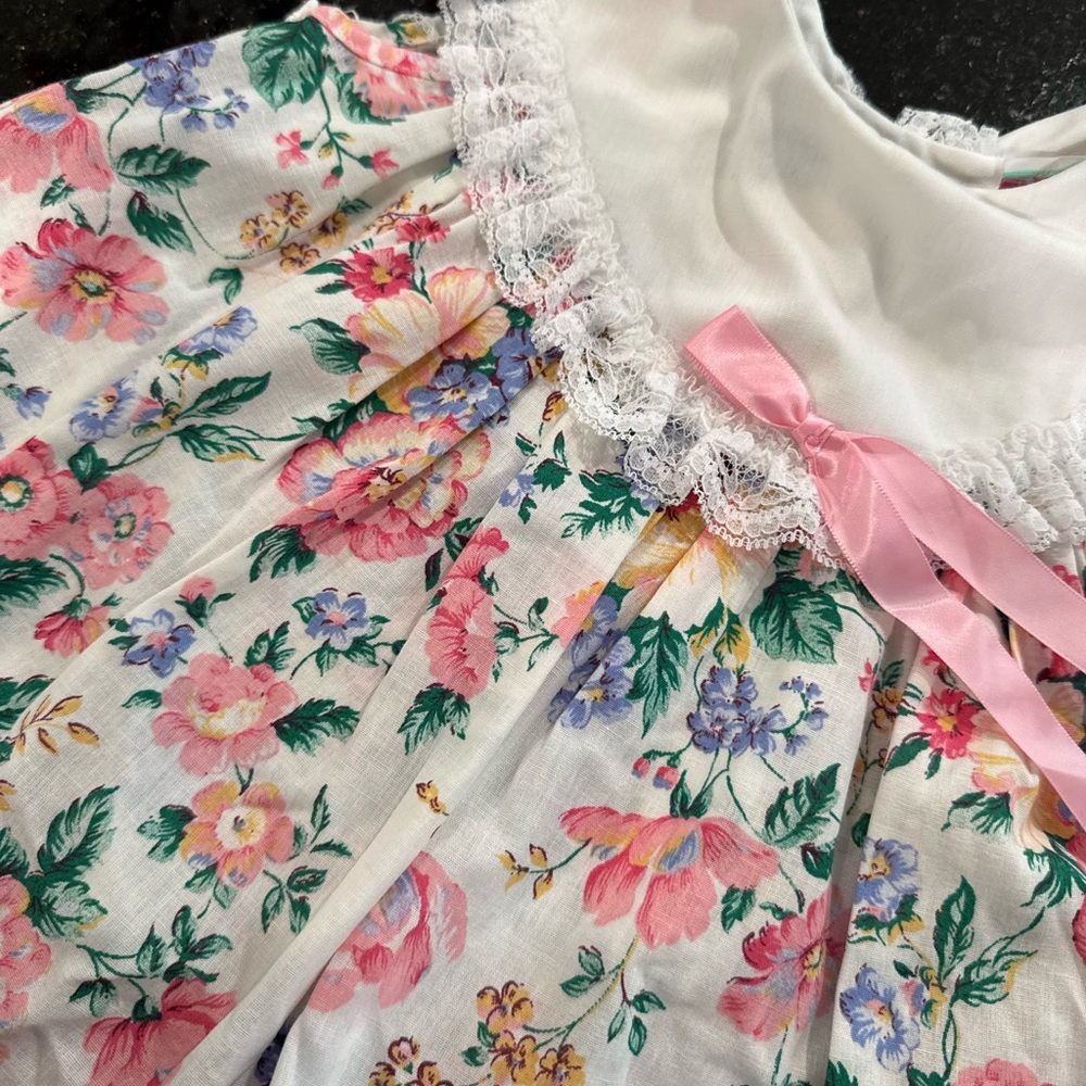 Floral Baby Dress with Lace Trim
